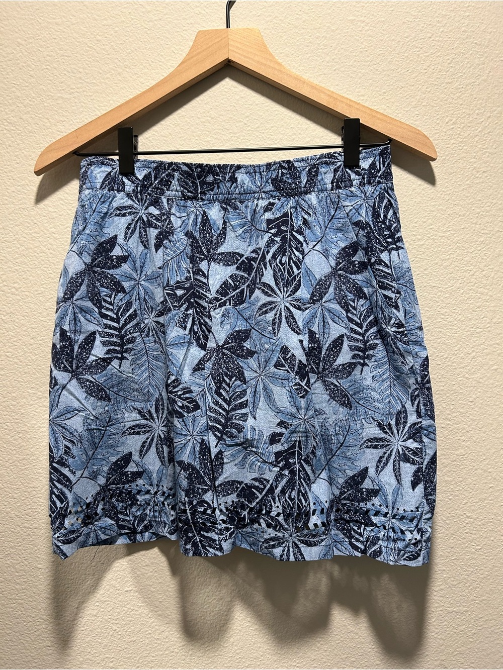 Toad&Co Size Small Blue Botanical Leaf-Print Skort